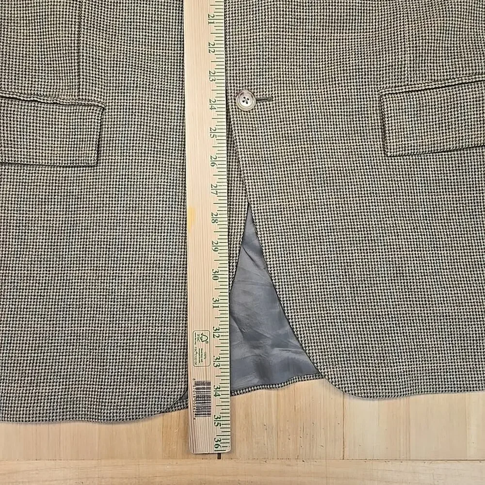 VTG Polo Ralph Lauren Cashmere Blend Tweed Blazer Size 46 Long Windowpane Plaid
